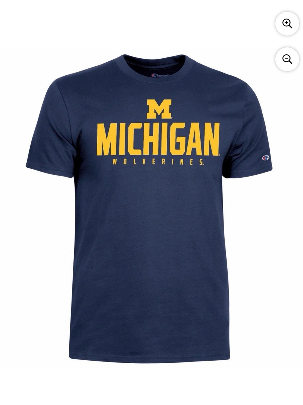 Champion Navy and Yellow Michigan Wolverines Logo T-Shirt NWOT